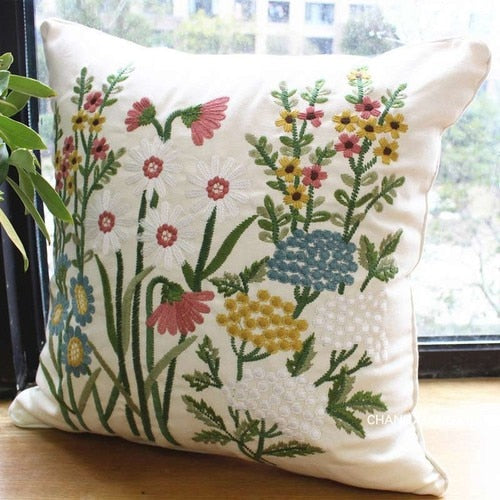 Summer embroidered pillow